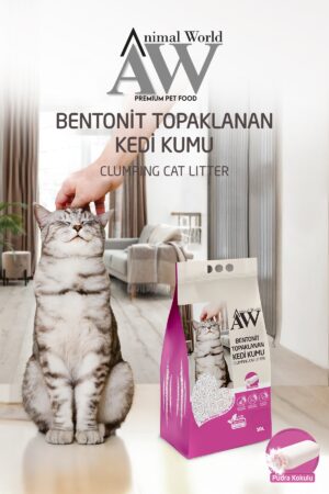 Animal World Bentonit Kedi Kumu (Bebek Pudralı) 10 kg